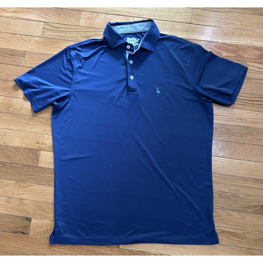 TailorByrd Men's M Blue Short Sleeve Polo Shirt Collared Logo Golf Stretch